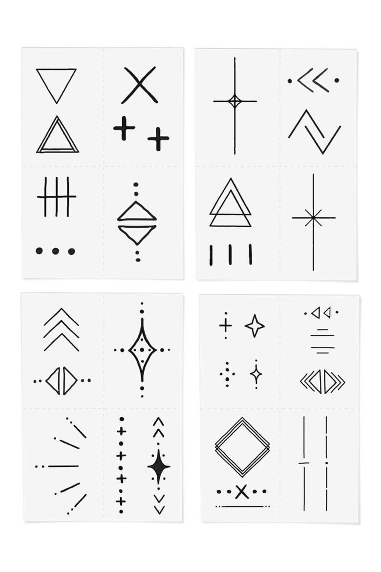 Linear Temporary Tattoos, Alternate, color, BLACK