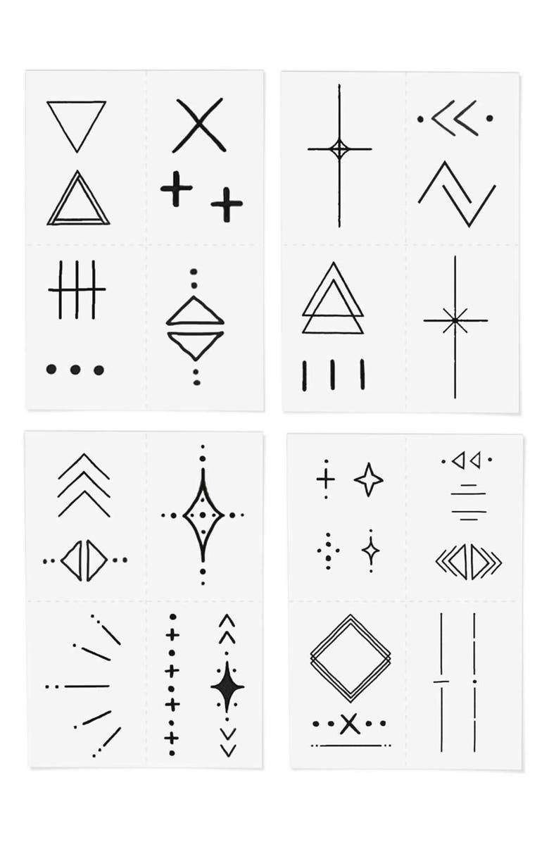 INKED by Dani Linear Temporary Tattoos, Alternate, color, Black