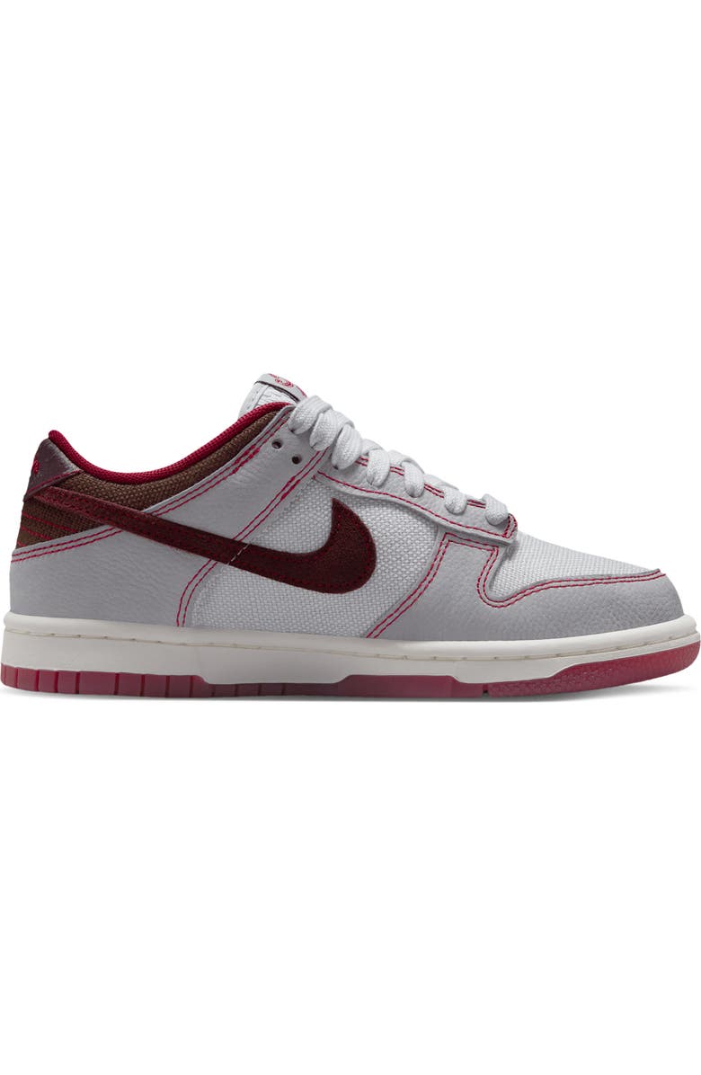 Nike Kids' Dunk Low Basketball Sneaker, Alternate, color, Platinum/ Grey/ Red/ Burgundy