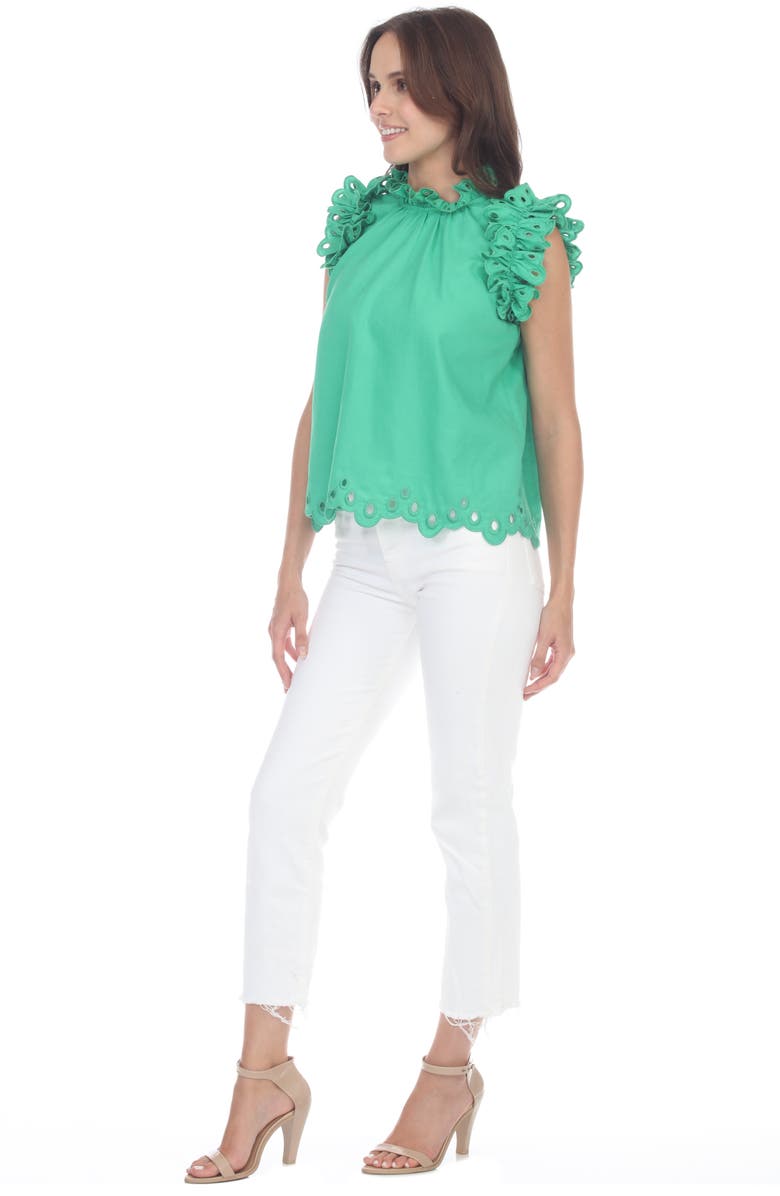 RAIN AND ROSE Eyelet Linen & Cotton Top, Alternate, color, 