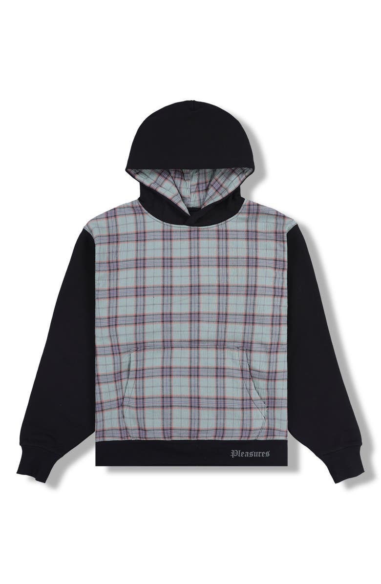 PLEASURES Career Contrast Plaid Hoodie, Alternate, color, Black