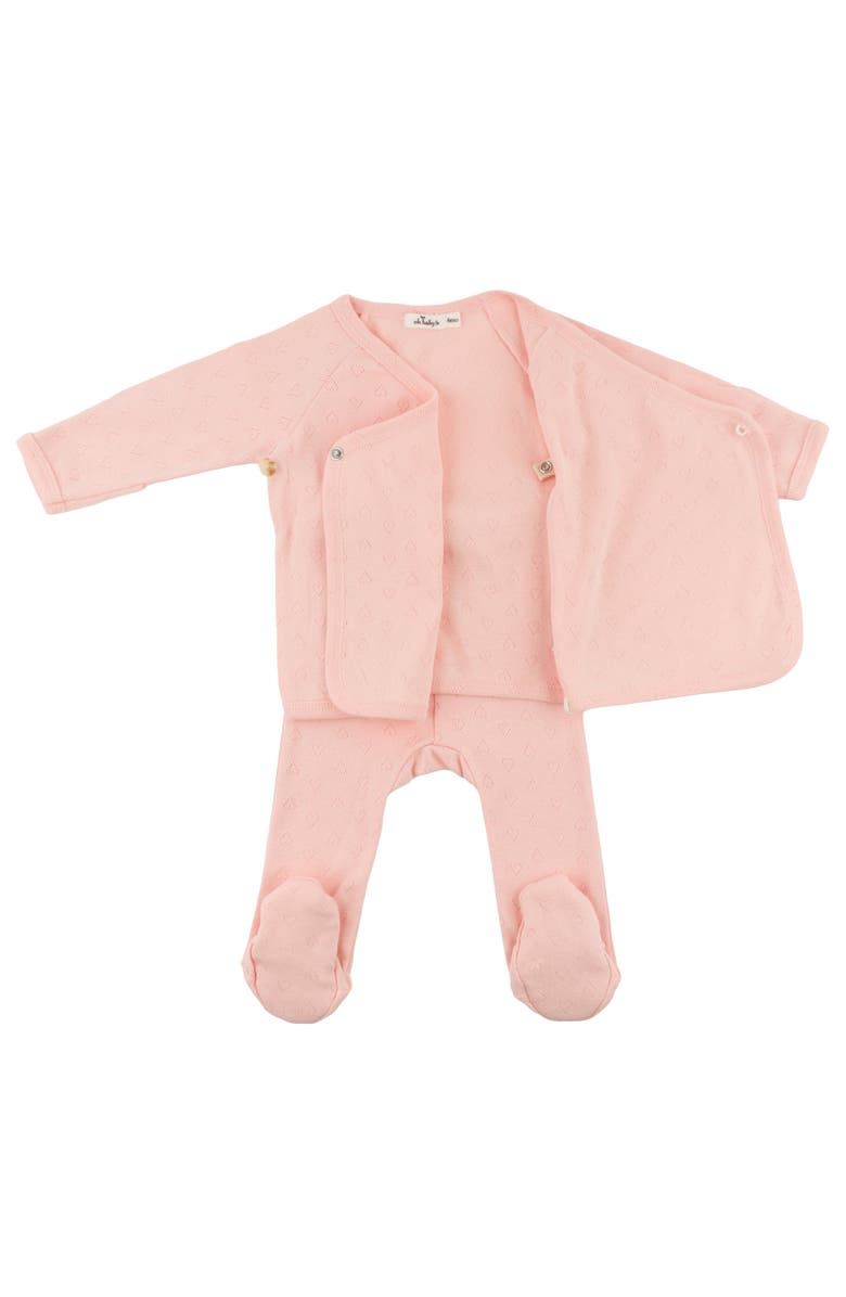 oh baby! Hearts Pointelle Wrap Top Set, Alternate, color, Pink