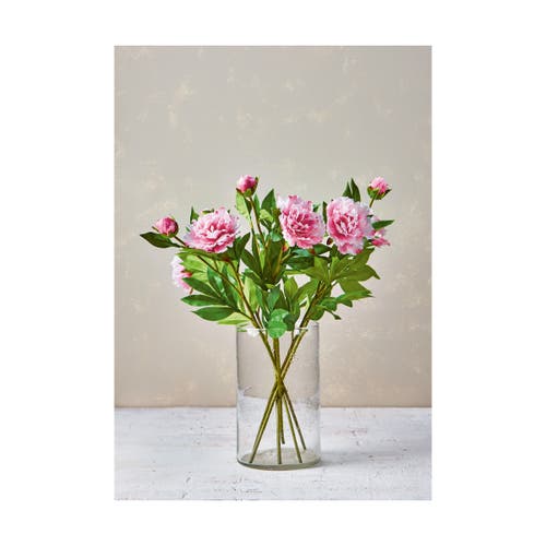 Tag Pink Peony Spray Artificial Flower Stems Indoor Decor In Green
