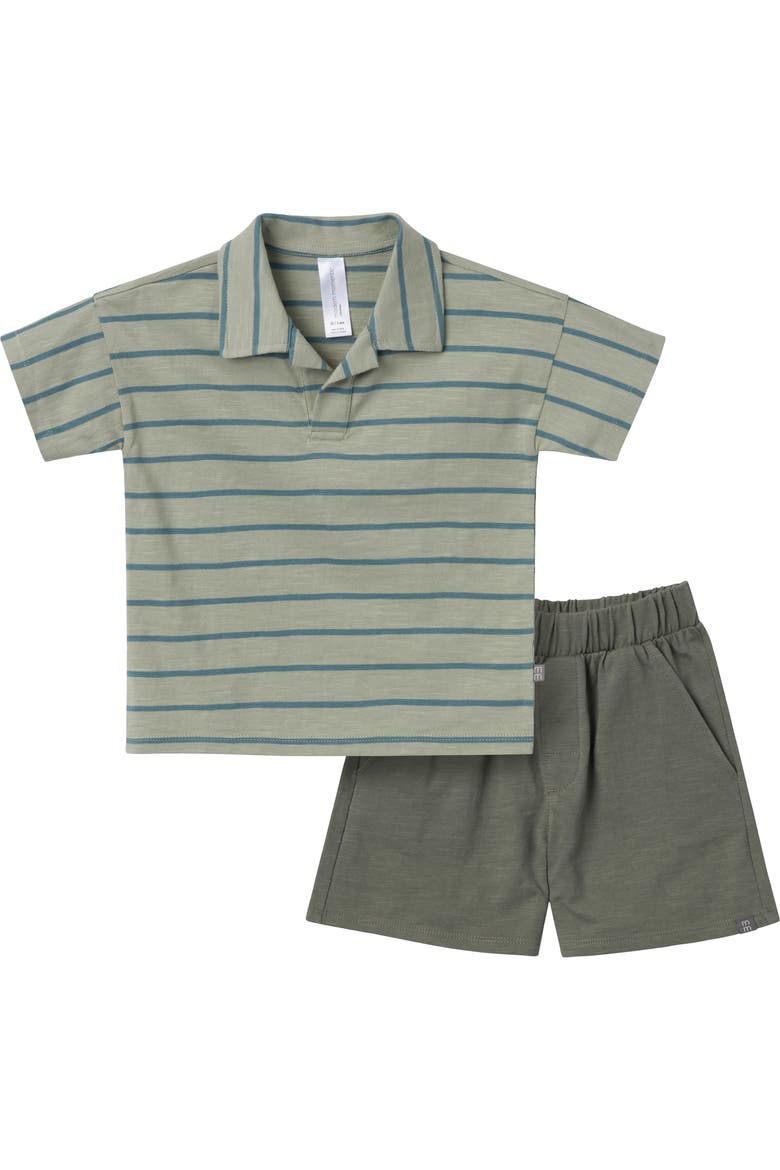 Johnny Collar and Shorts Set, Main, color, Green Stripe