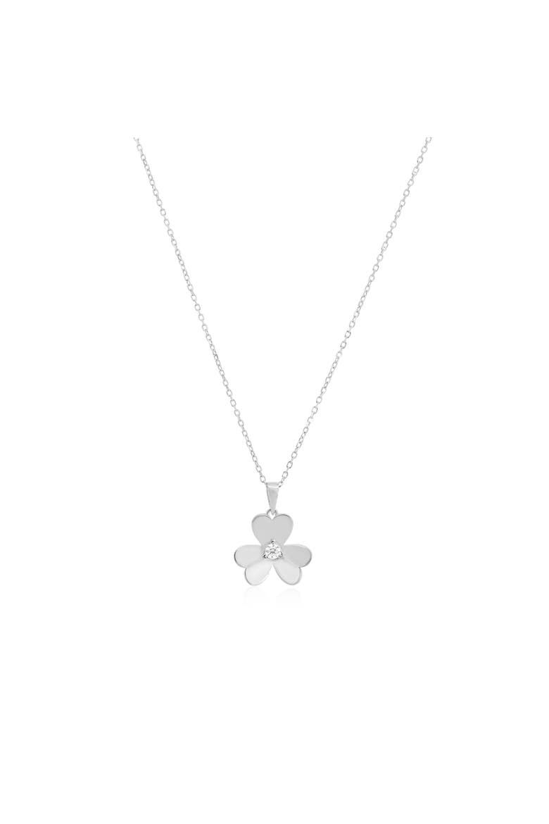 Clover Petal CZ Necklace, Main, color, Sterling Silver