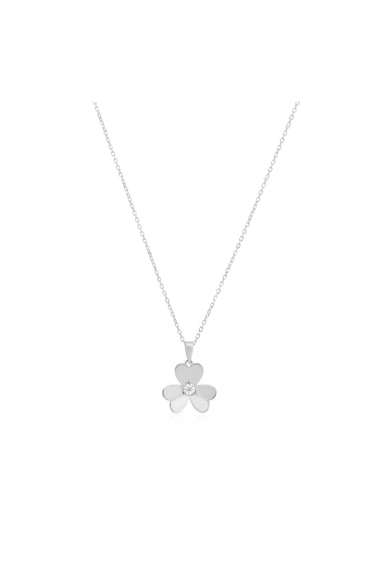 The Lovery Fine Jewelry Clover Petal CZ Necklace, Main, color, Sterling Silver