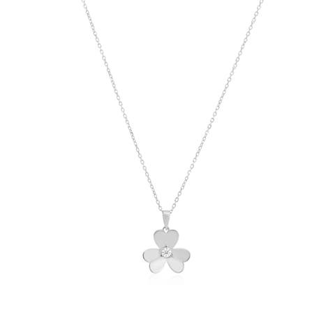 Clover Petal CZ Necklace