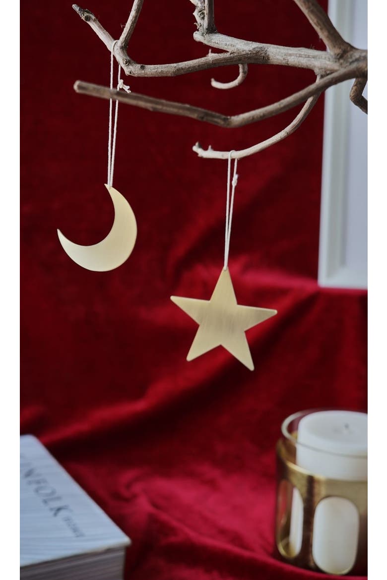S/5 Crescent Moon and Star Ornament, Alternate, color, Gold