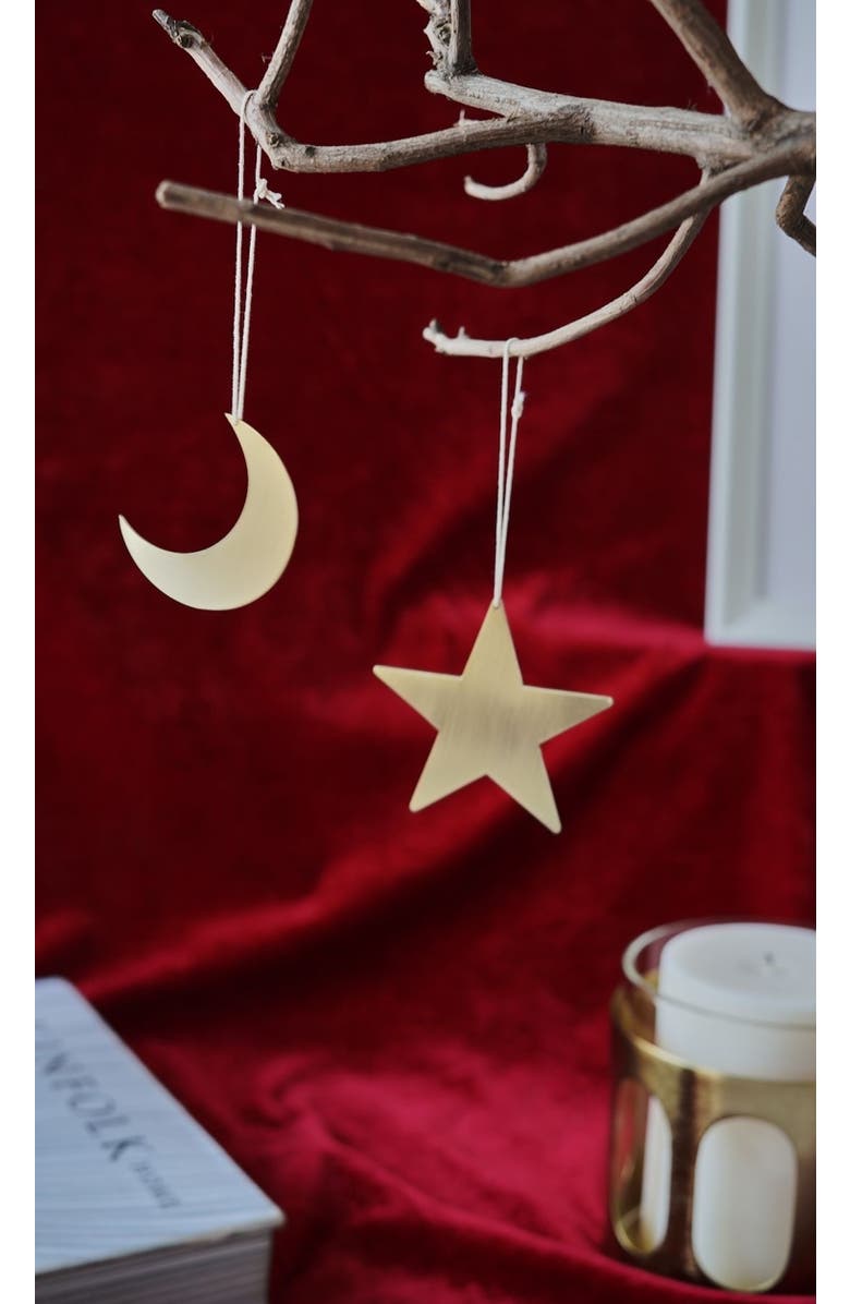 Fleck S/5 Crescent Moon and Star Ornament, Alternate, color, Gold
