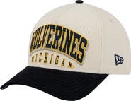 New Era Men's New Era Navy/Cream Michigan Wolverines Arch Two-Tone Corduroy 9FORTY A-Frame Adjustable Hat