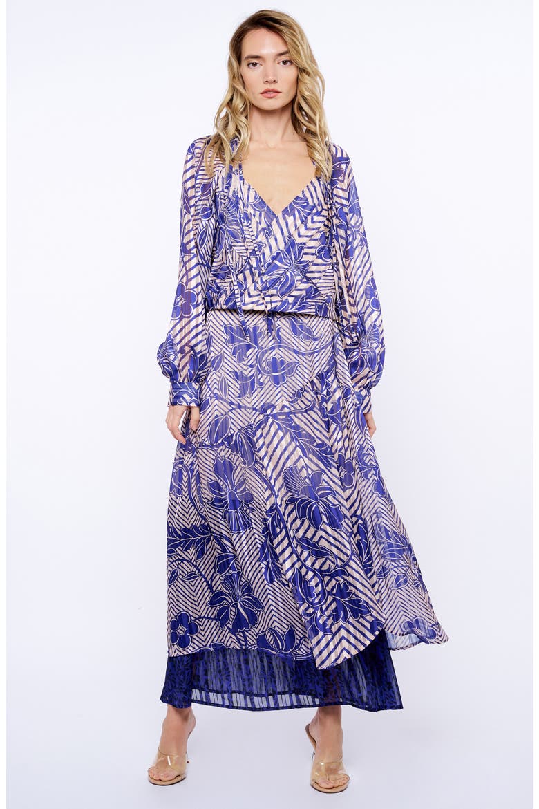 Gloria Scarf Print Maxi Skirt, Alternate, color, NAVY