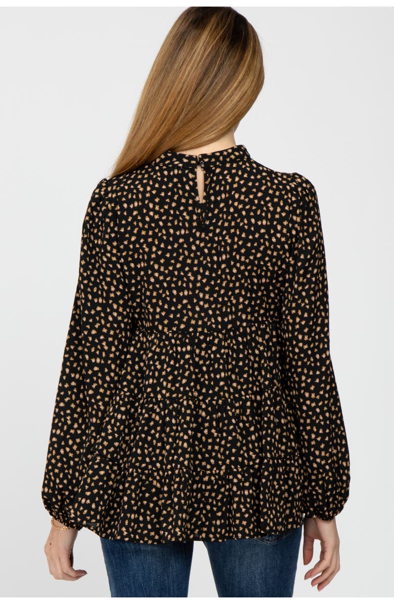 PinkBlush Animal Print Mock Neck Tiered Top, Alternate, color, Black