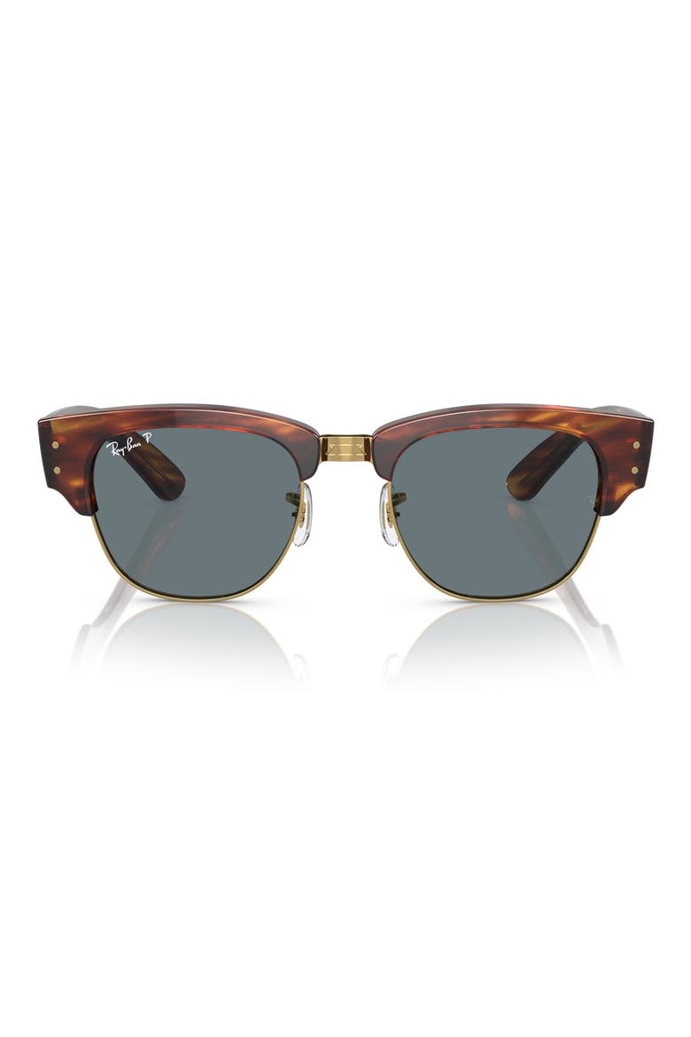 Mega Clubmaster 53mm Polarized Transition Square Sunglasses, Main, color, STRIPED HAVANA