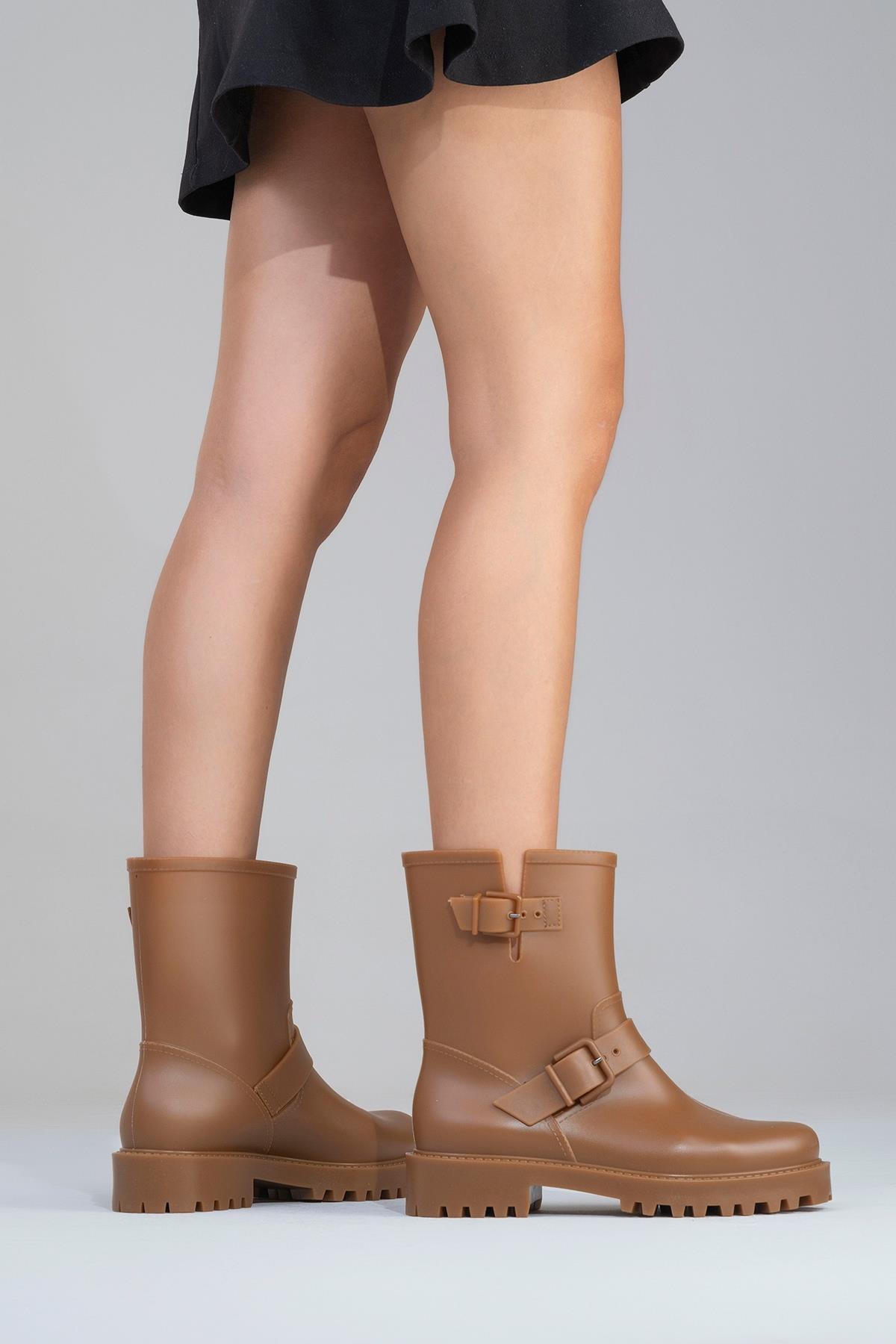 Zone Rain Boot, Alternate, color, Cognac Faux Leather