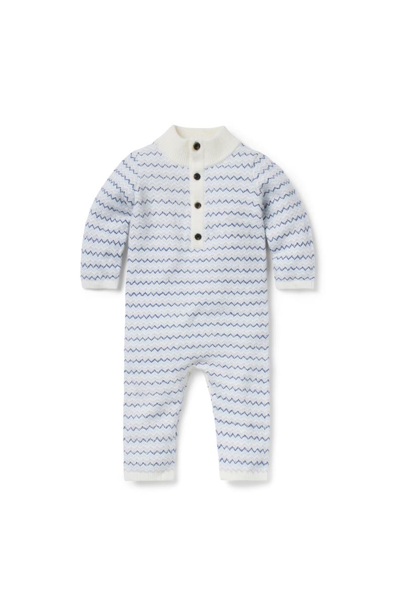 Janie and Jack Baby Striped Knit One-Piece, Main, color, Blue