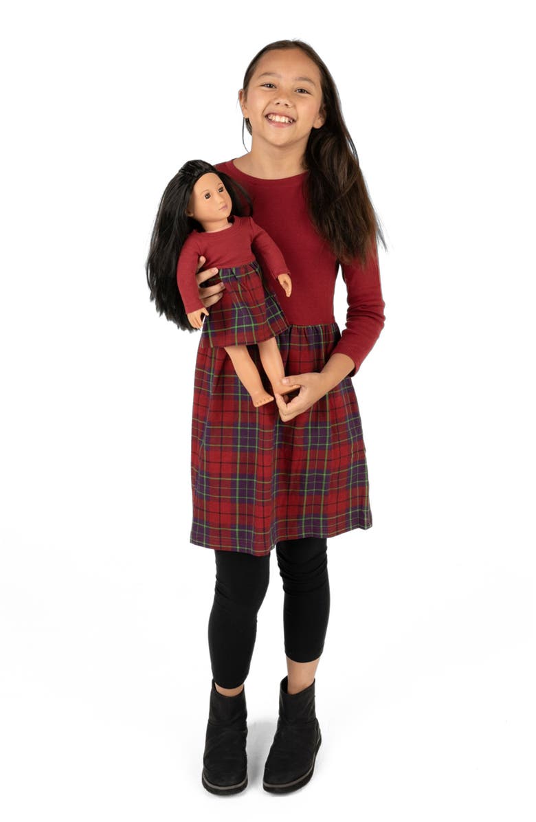 Leveret Girls Skirt Dress with Matching Doll Dress, 100% Cotton, Alternate, color, Red
