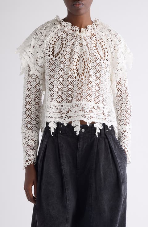 Hyliana Crop Cotton Lace Top