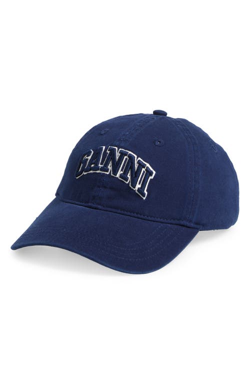 Ganni Canvas Cap In Blue