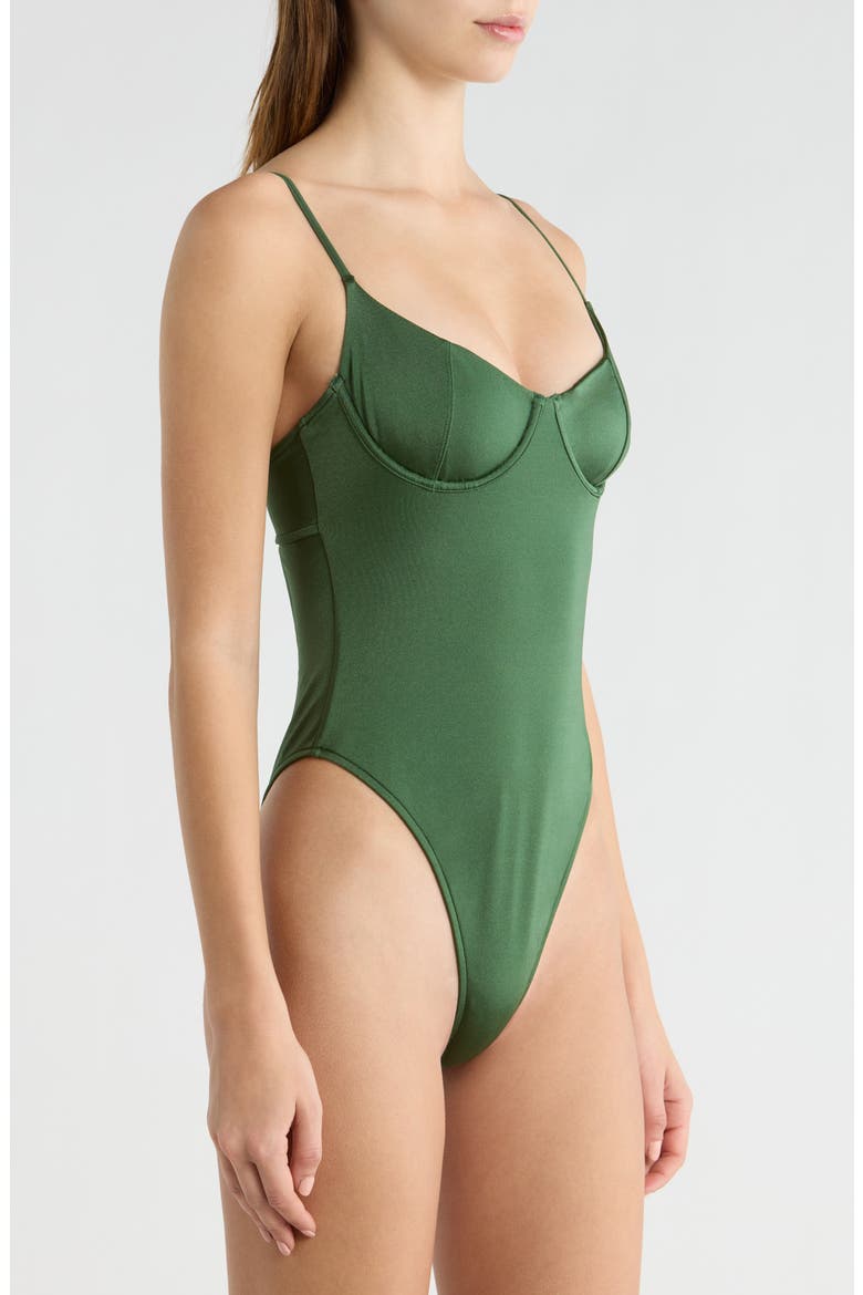 Malia Shine Underwire One-Piece Swimsuit, Alternate, color, GREEN