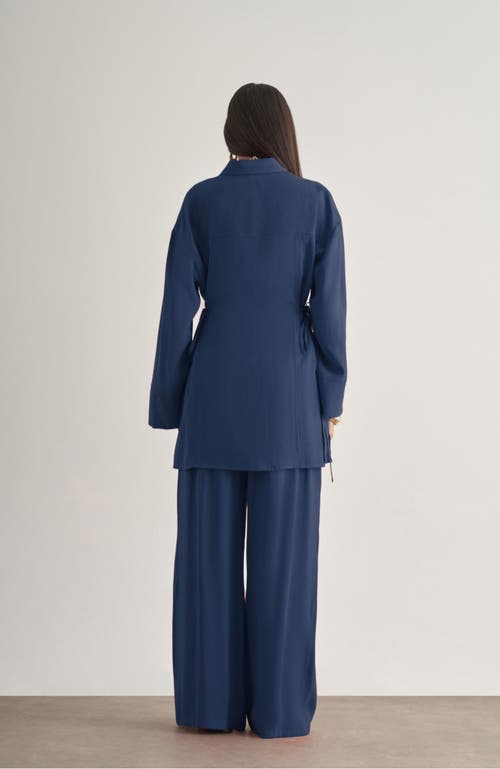 Mizalle Side-tie Tunic In Blue