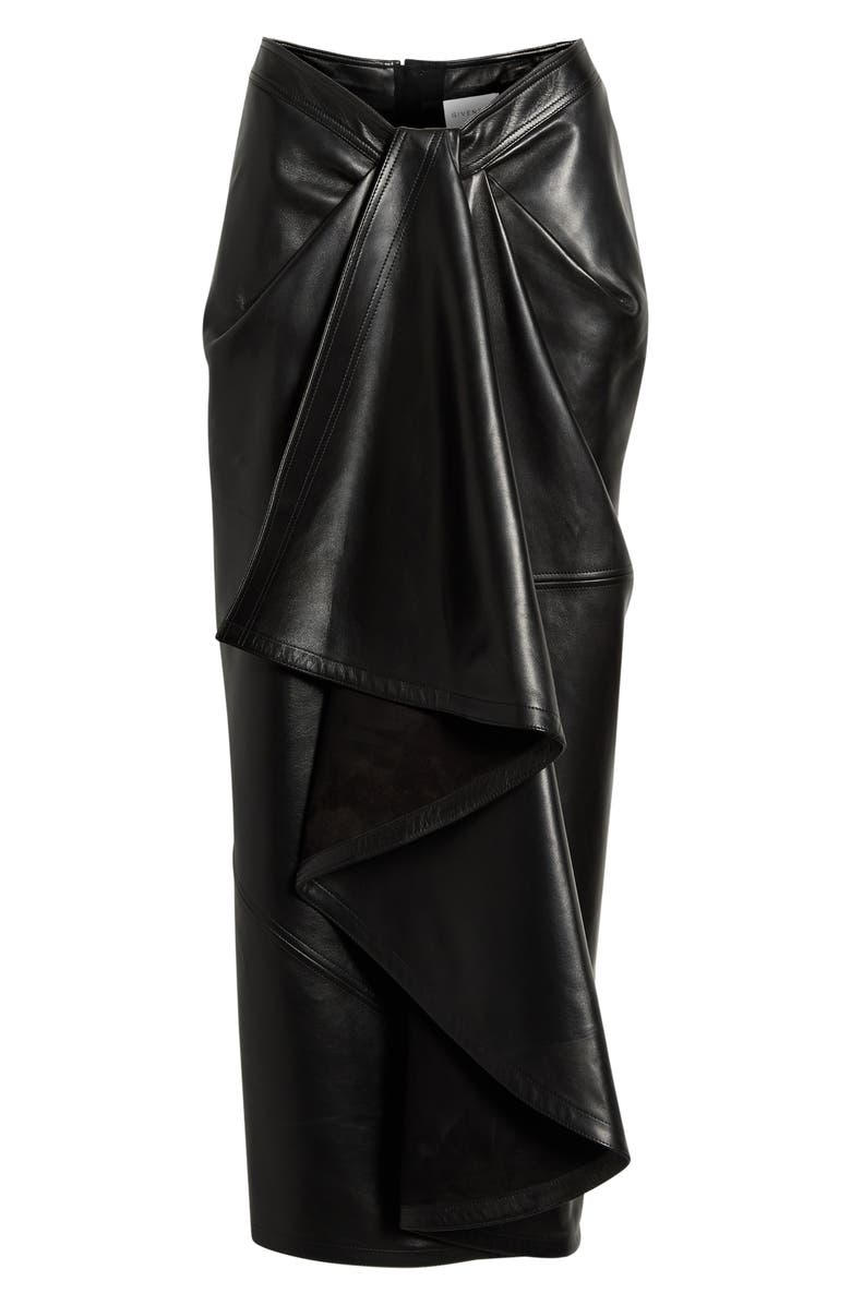 Givenchy Draped Plongé Lambskin Leather Skirt, Main, color, Black