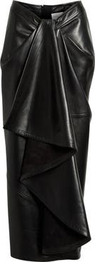 Givenchy Draped Plongé Lambskin Leather Skirt
