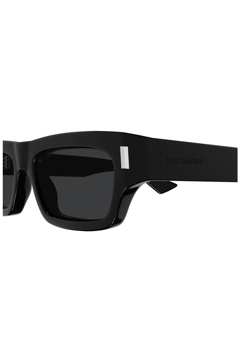 54mm Rectangular Sunglasses, Alternate, color, BLACK