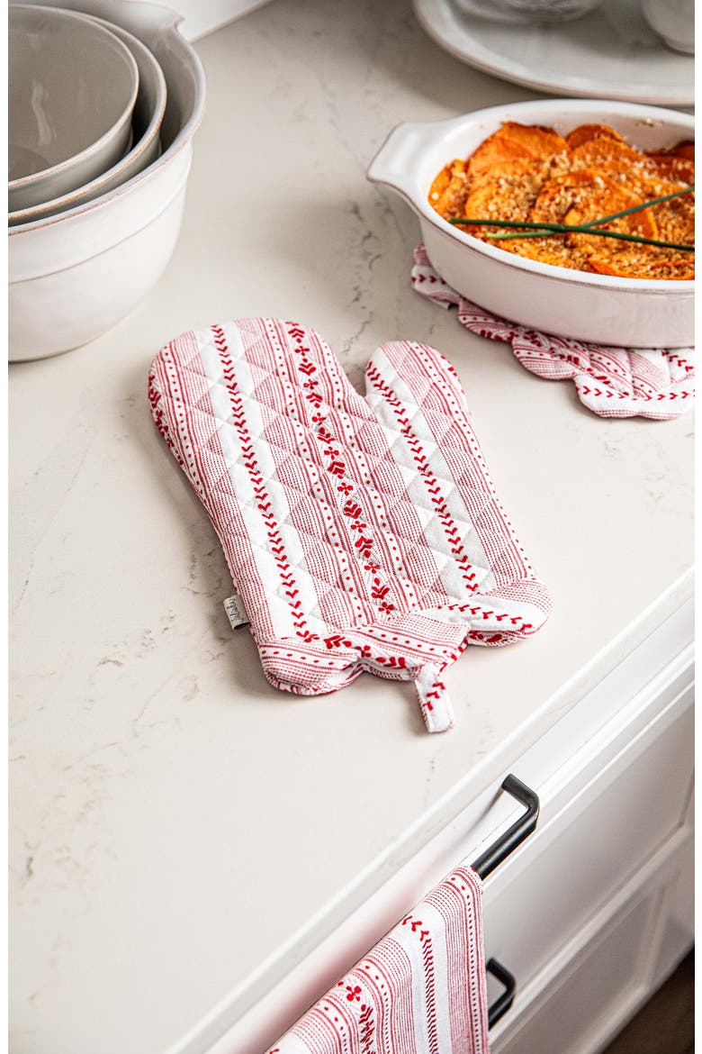 Villa Stripe Oven Mitt & Potholder Set, Alternate, color, RUBY