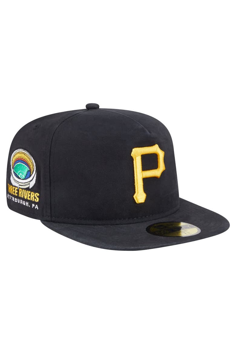 Men's New Era  Black Pittsburgh Pirates Championship Side Flag A-Frame 59FIFTY Fitted Hat, Main, color, Black
