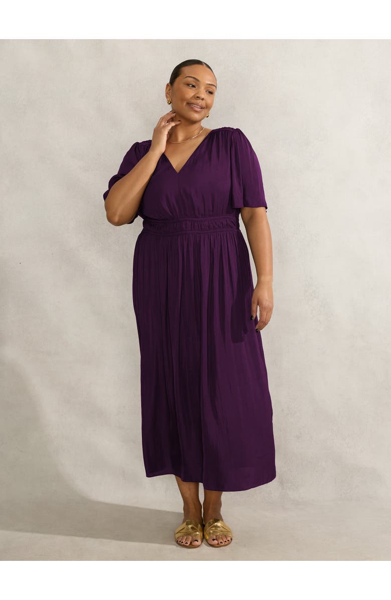 Live Unlimited V-Neck Flutter Sleeve Dress, Alternate, color, Purple