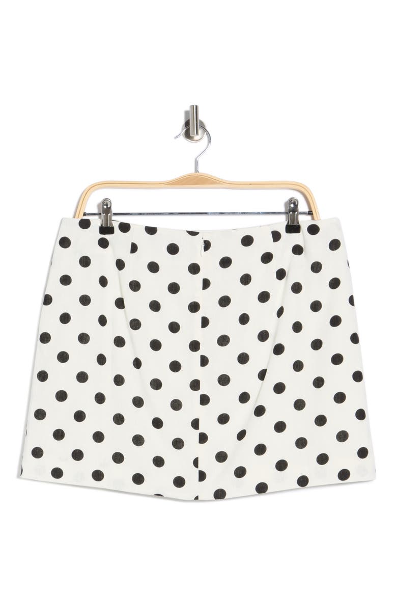 Polka Dot Linen Blend Miniskirt, Alternate, color, IVORY POLKA DOT