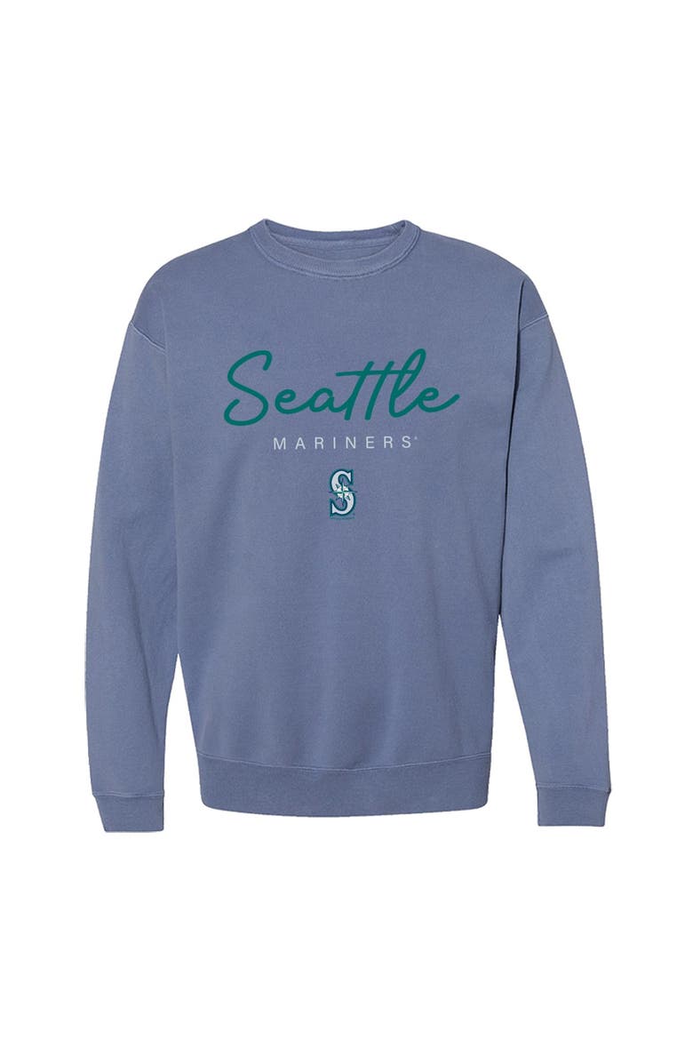 Women's Soft as a Grape  Blue Seattle Mariners Pigment Dye Crewneck Sweatshirt, Main, color, Blue
