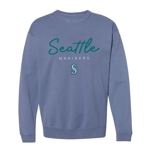 Women's Soft as a Grape  Blue Seattle Mariners Pigment Dye Crewneck Sweatshirt
