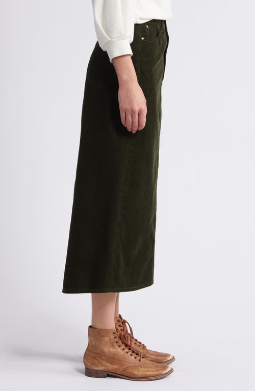 The Great . The Column Finewale Corduroy Skirt In Woodland Green