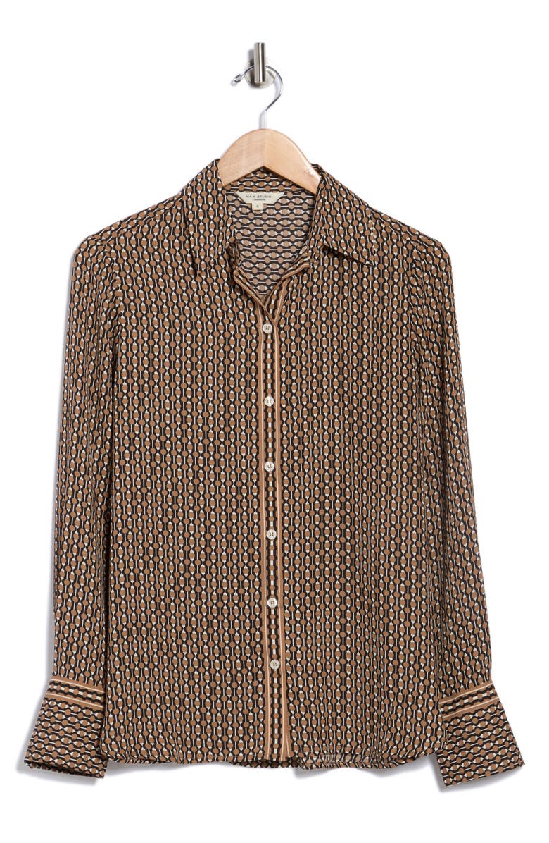 Printed Long Sleeve Button-Up Shirt