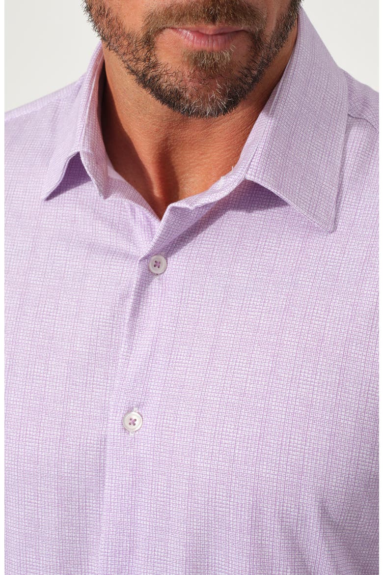 Dynamic Comfort Short Stretch Cotton Sleeve Button-Up Shirt, Alternate, color, LAVENDER