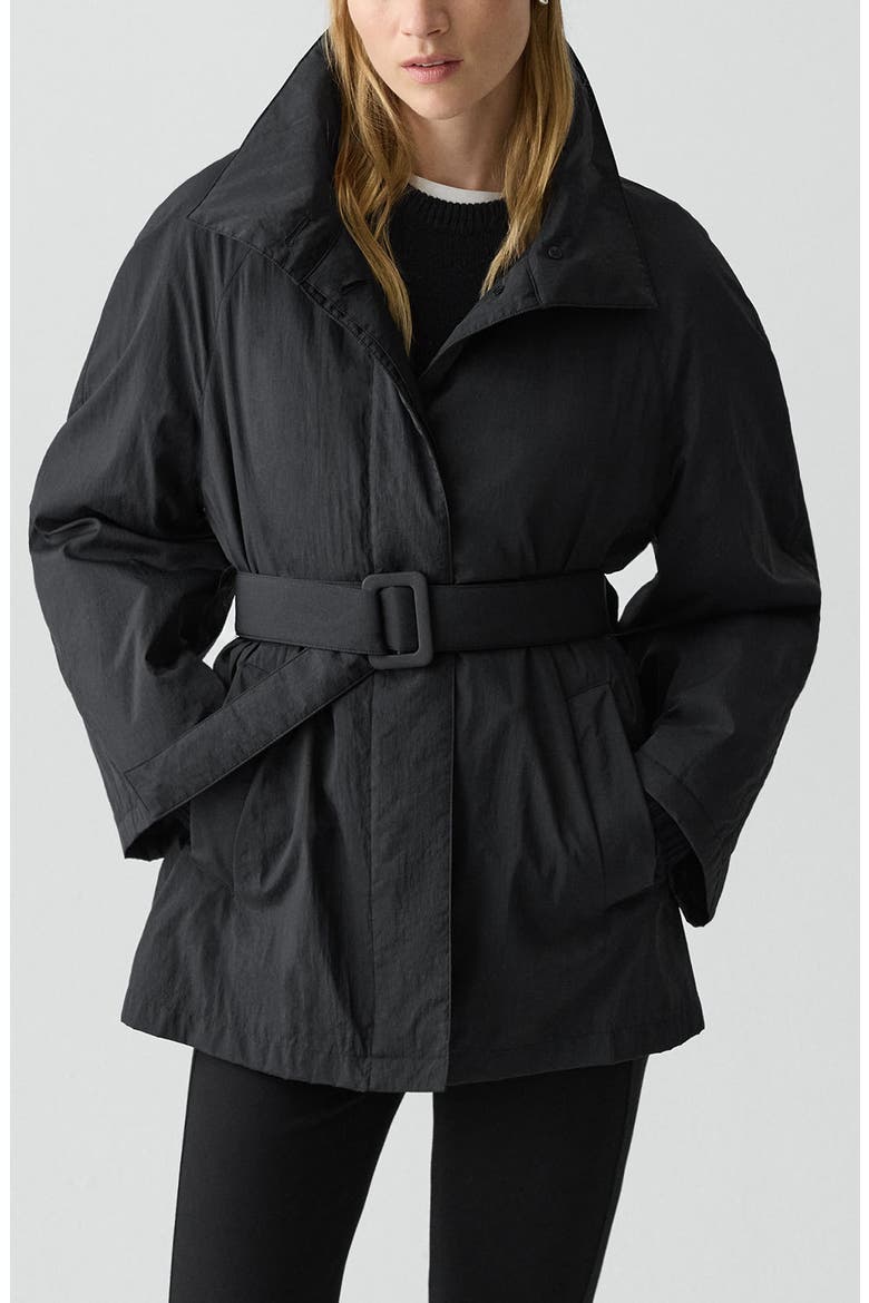 Belted Nylon Parka, Main, color, BLACK