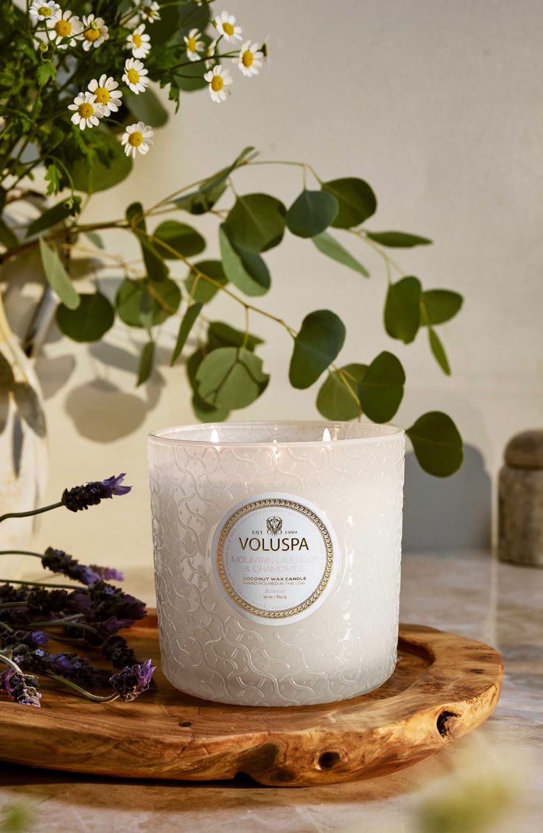 Voluspa Mountain Lavender & Chamomile Boxed Luxe Candle, Alternate, color, Mountain Lavender & Chamomile