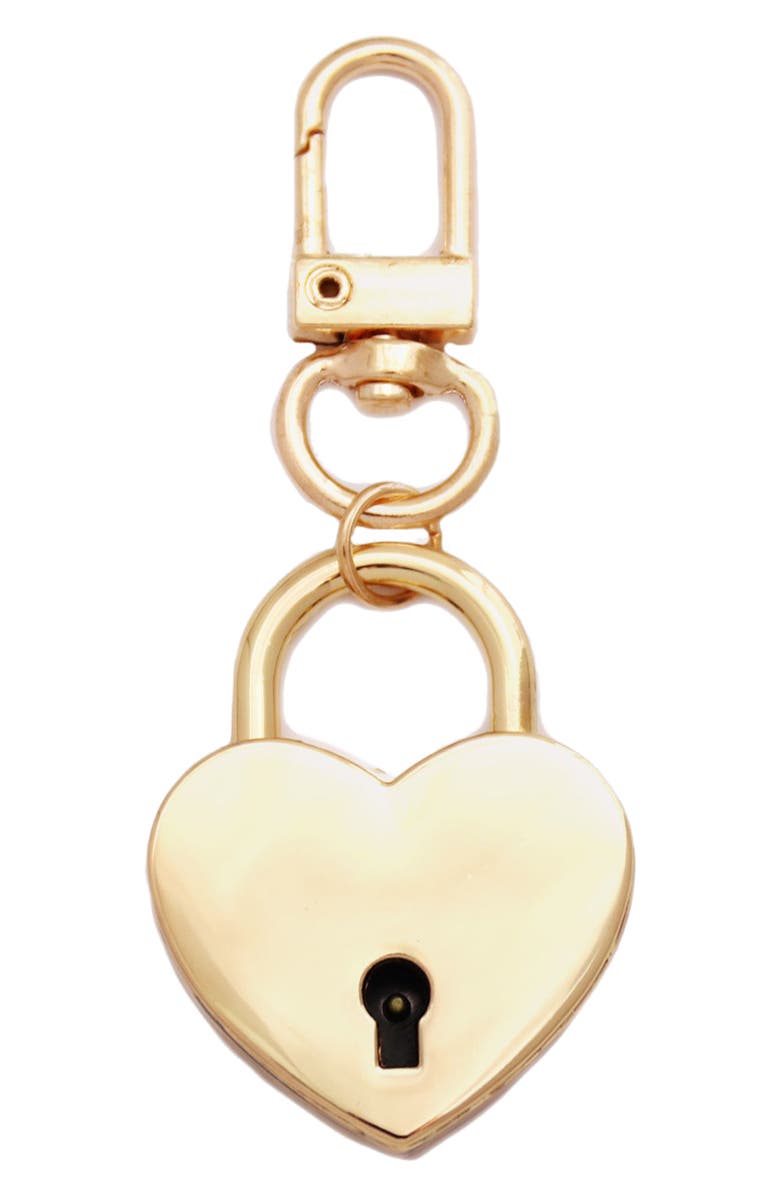 Petit Moments Lock Keychain, Main, color, Gold