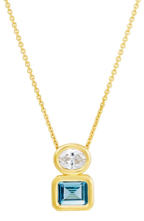 Double Stone Sterling Silver Pendant Necklace