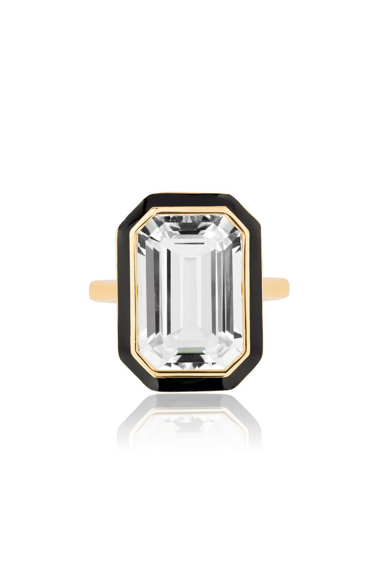 GOSHWARA Queen Emerald Cut Ring, Main, color, Black / Clear