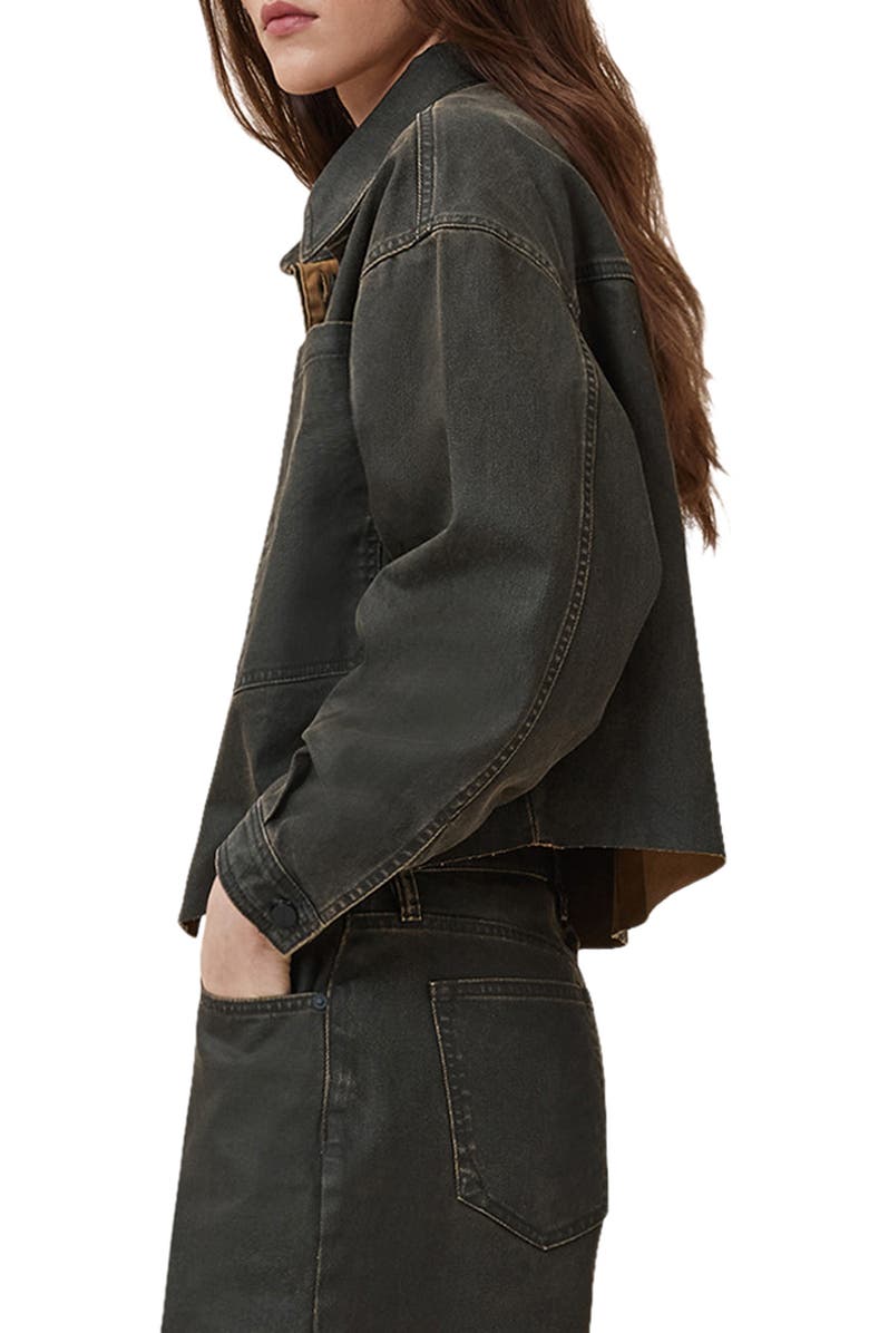 AllSaints Nicky Crop Denim Shacket, Alternate, color,