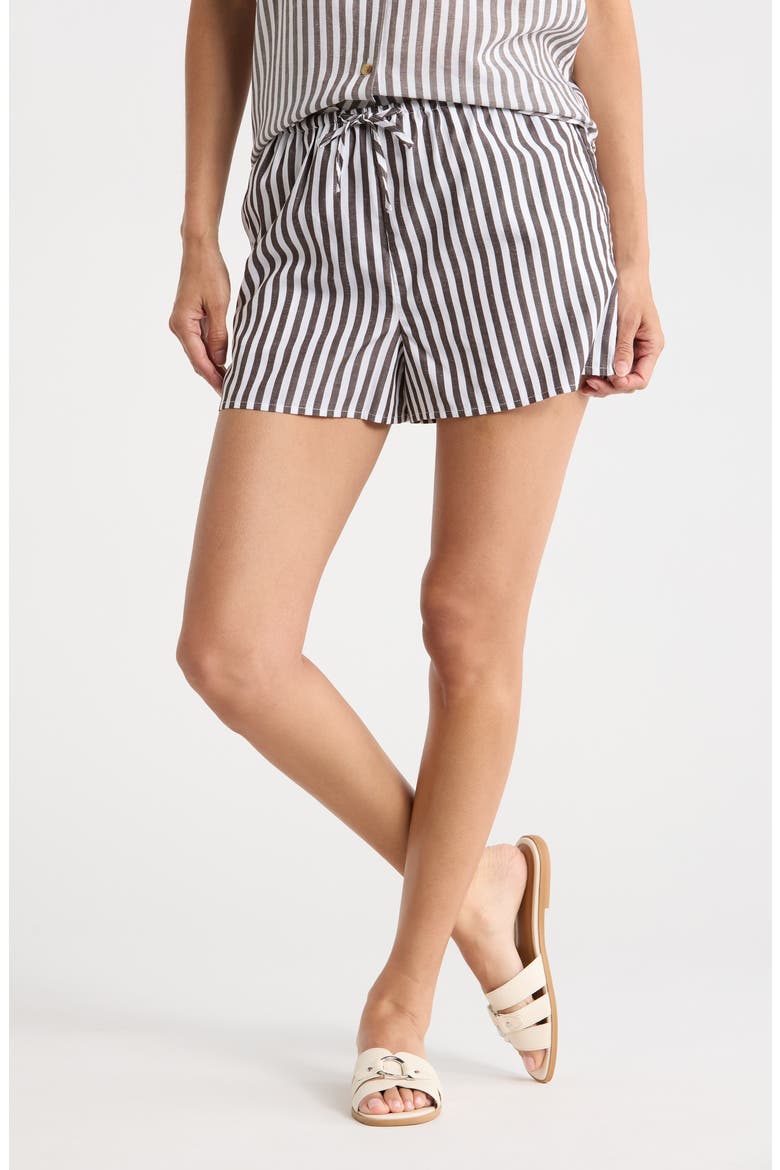 Drawstring Cover-Up Shorts, Main, color, DARK CHOCOLA