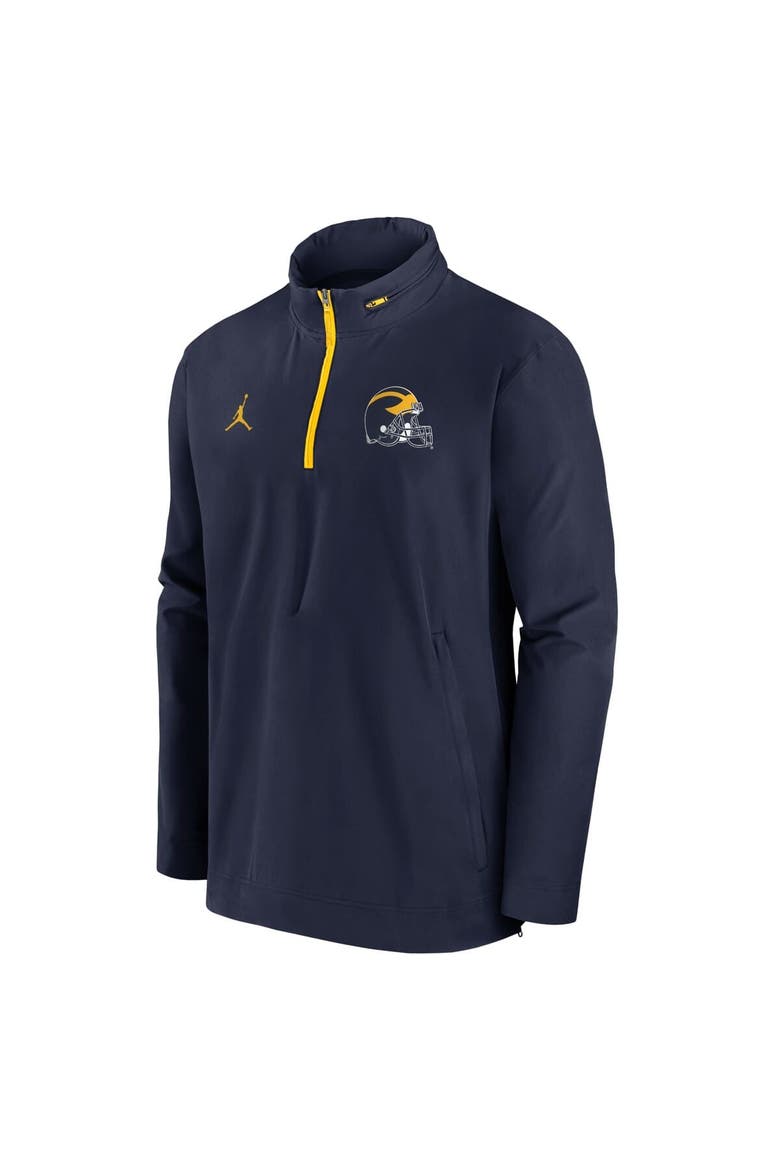 Men's Jordan Brand Navy Michigan Wolverines Sideline Coaches Quarter-Zip Jacket, Alternate, color, Navy