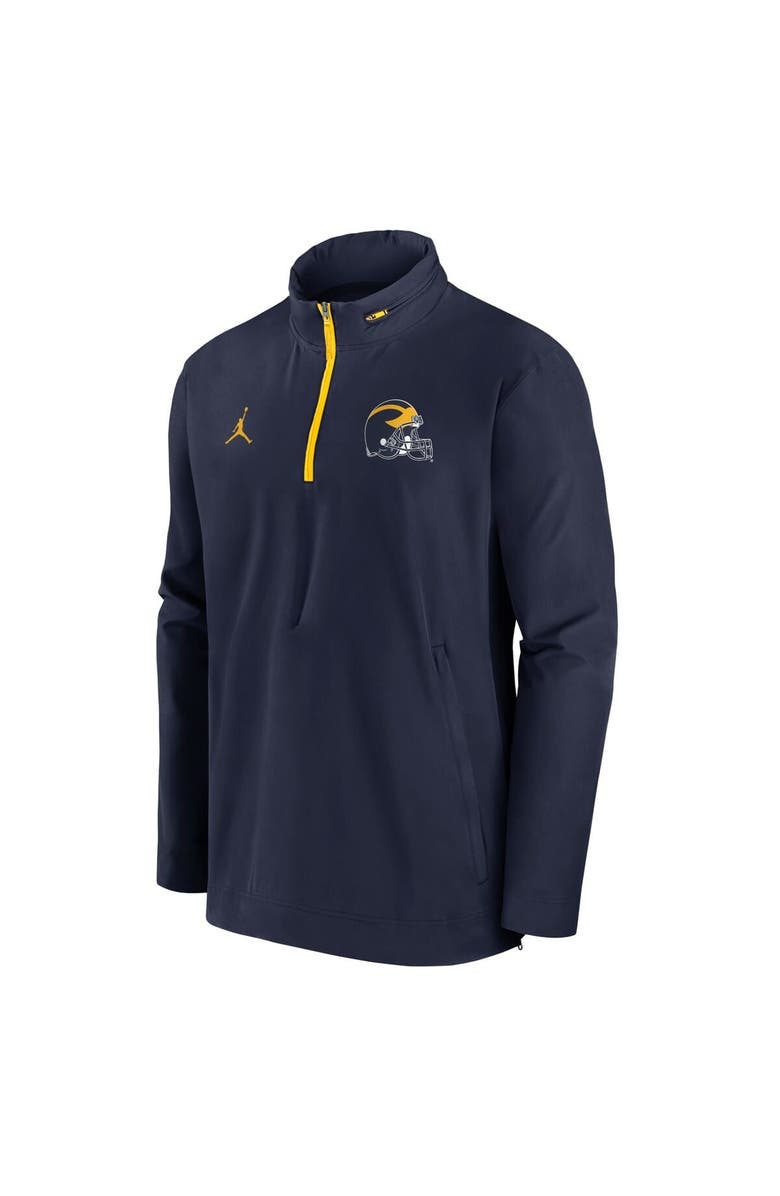 Jordan Brand Men's Jordan Brand Navy Michigan Wolverines Sideline Coaches Quarter-Zip Jacket, Alternate, color, Navy
