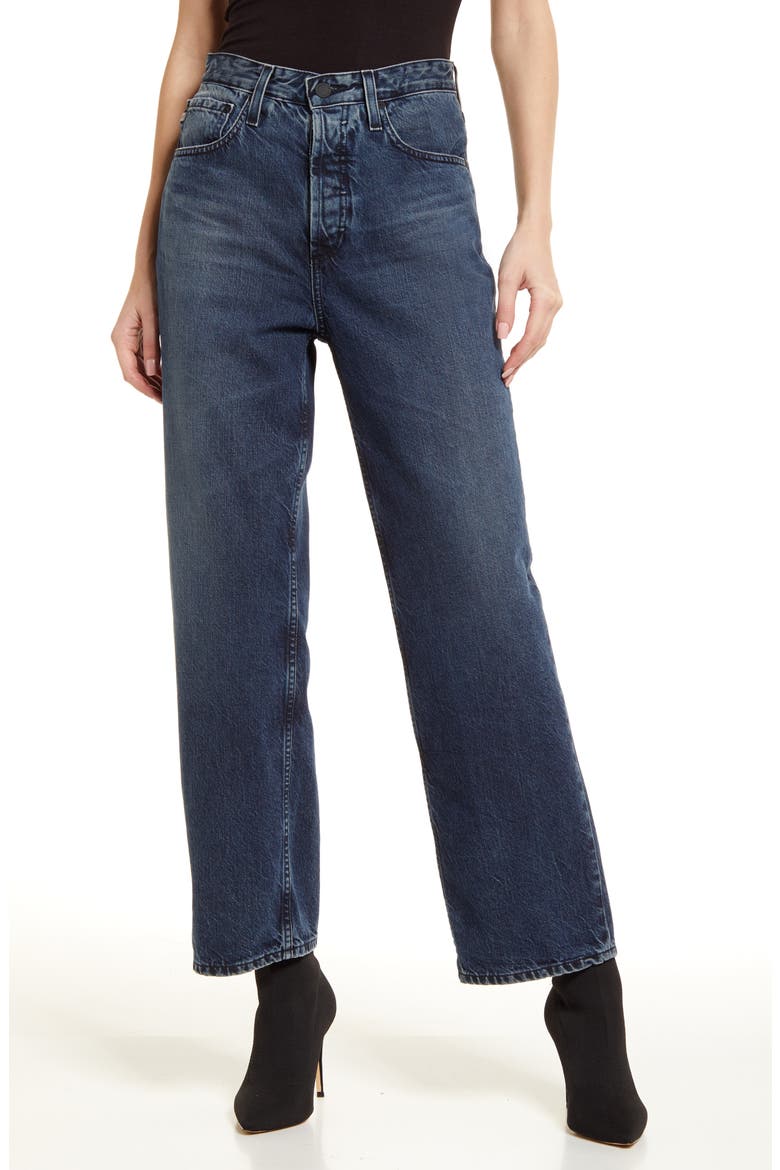 Knoxx Distressed High Waist Boyfriend Jeans, Main, color, 13 YEARS ACADEM