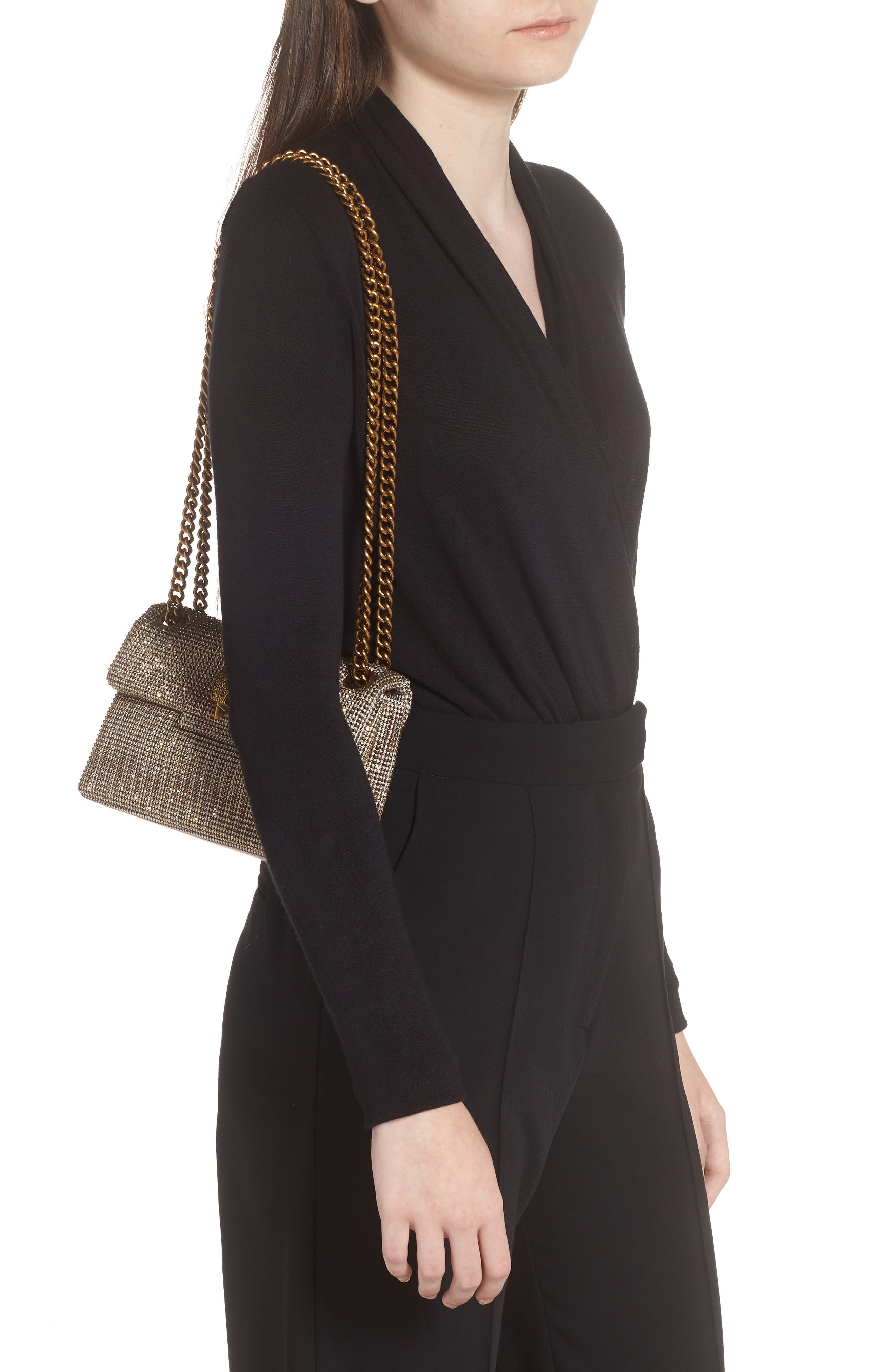 Kurt Geiger London Mini Kensington Tweed Crossbody Bag, Alternate, color, Dark Beige