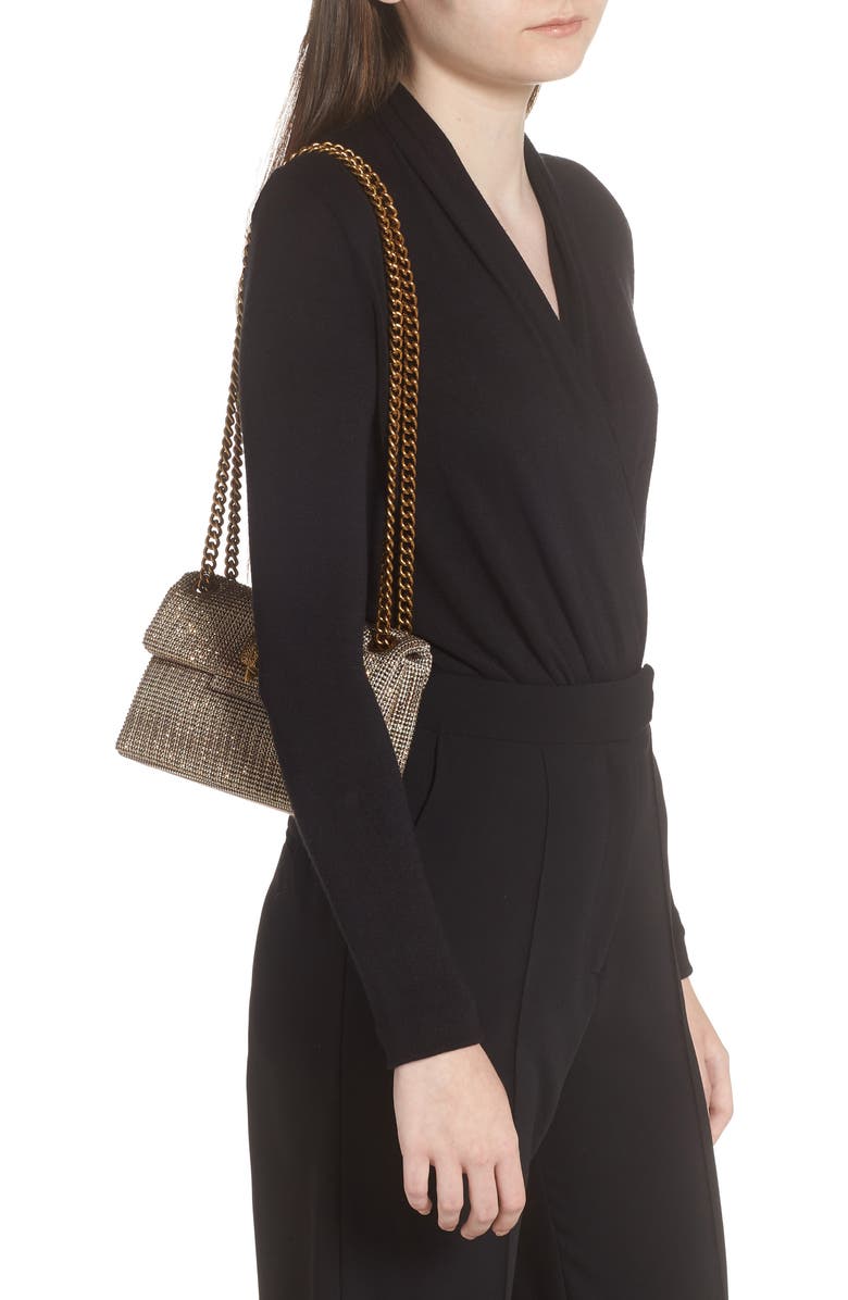 Kurt Geiger London Mini Kensington Tweed Crossbody Bag, Alternate, color, Dark Beige