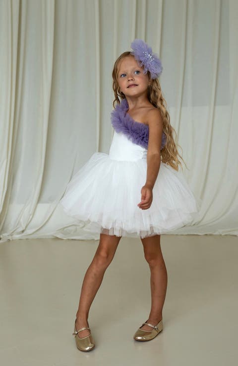 Fiona One Shoulder Ruffle Tulle Dress (Toddler, Little Kid & Big Kid)