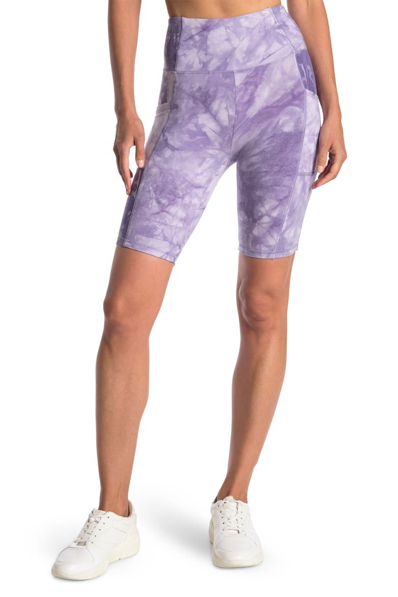 Bambie Marbled High Waisted Biker Shorts, Main, color, HERON TIE DYE MARBLE